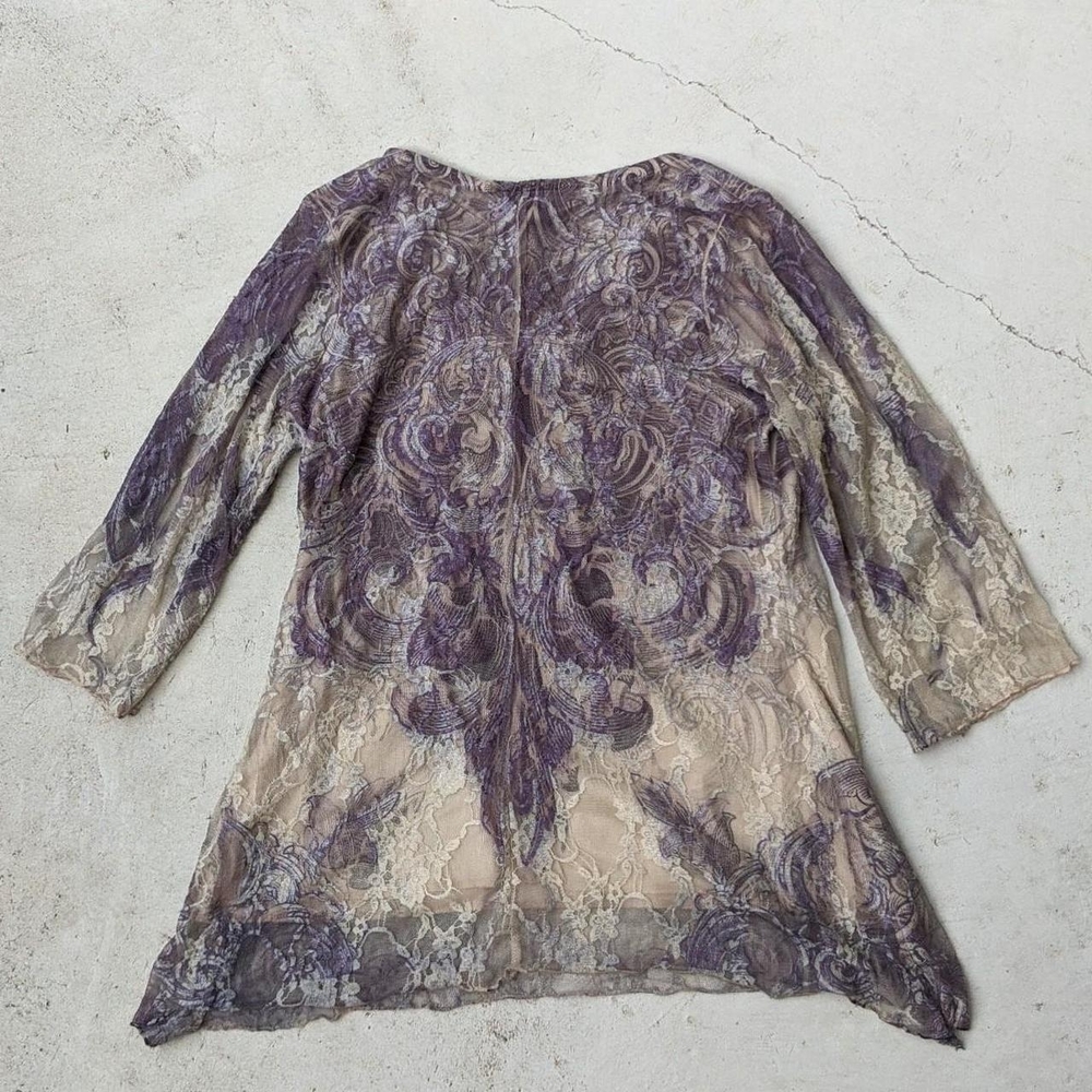 Vintage y2k BRITTANY BLACK purple and cream swirly fairycore drapey top